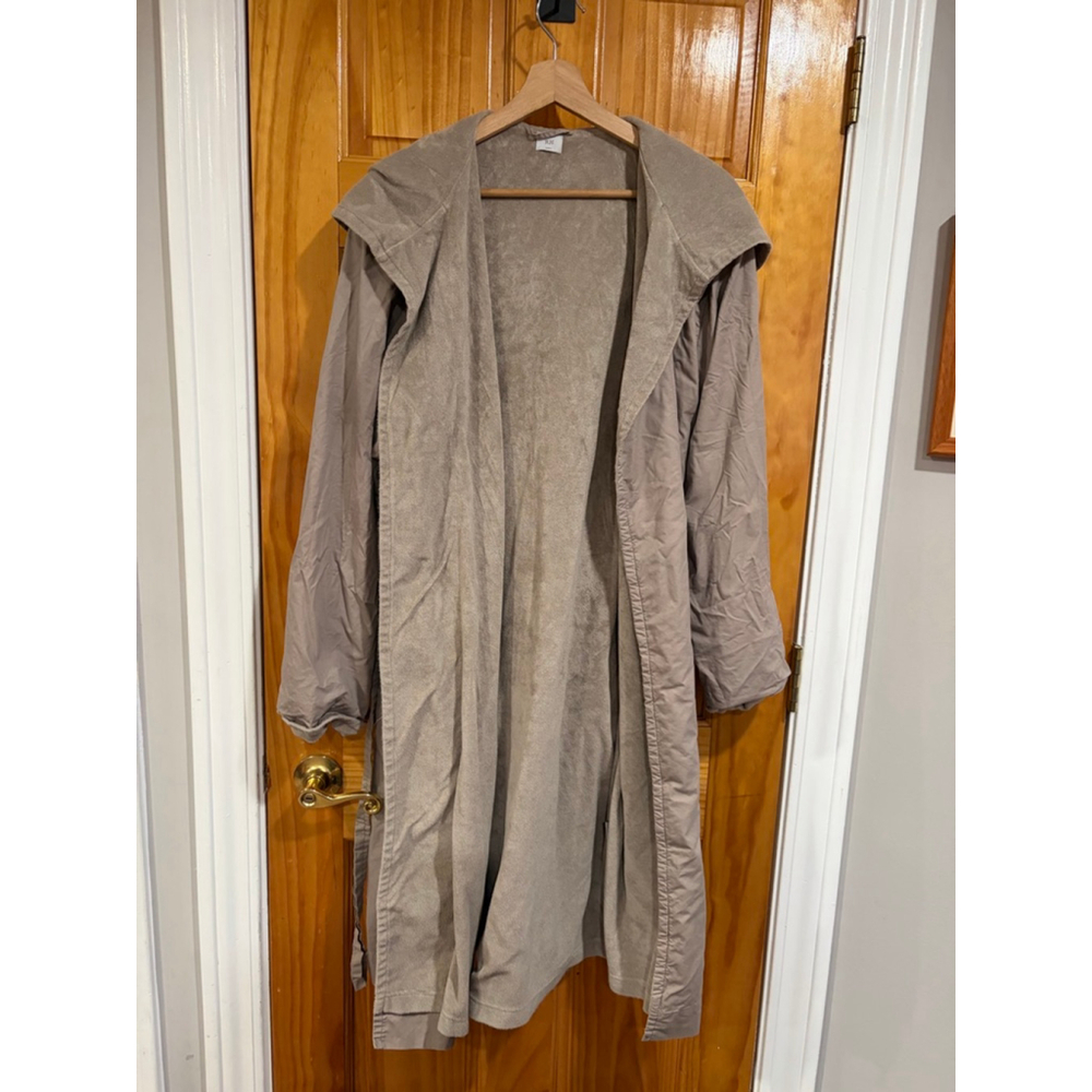 RH Restoration Hardware Taupe Hooded Long Robe Duster Coat Small Spa Luxury